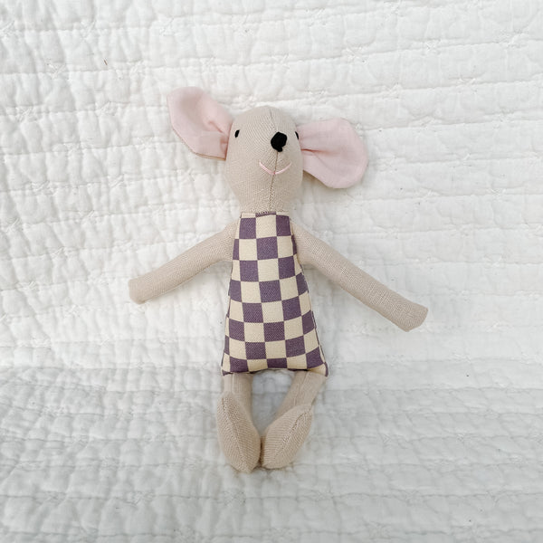 8" Checkered Mouse in Fun Lavender