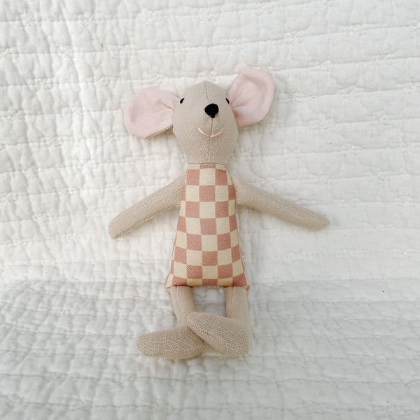 8" Checkered Mouse in Pink