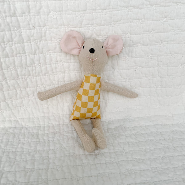 8" Checkered Mouse in Yellow