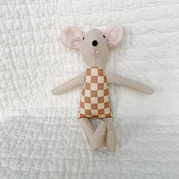 8" Checkered Mouse in Terra Cotta