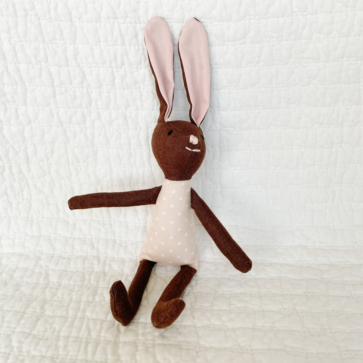 8" Brown Carnation Bunny in Pink Basil Village