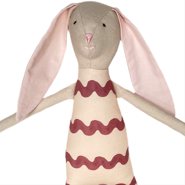 18" Sand RicRac Rabbit in Mauve