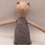 18" Tan Leopard Cat in Purple, Blue and Mint Leopard Print