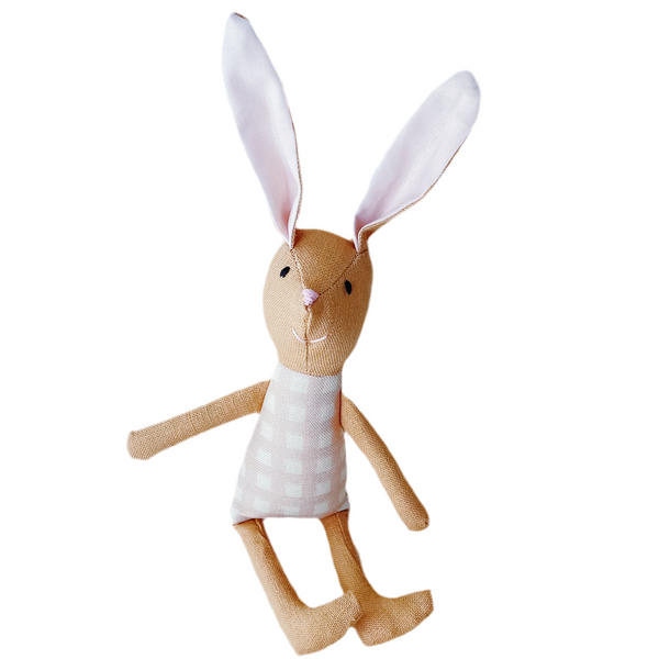 8" Honey Tiny Gingham Bunny in Pale Pink