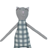 18" Tan Gingham Cat in Gray