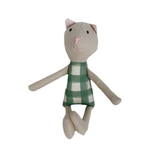 8" Sand Gingham Cat in Green