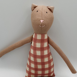 18" Rosewood Gingham Cat in Mauve Pink