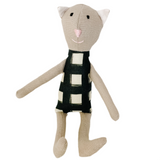 8" Tan Gingham Cat in Black