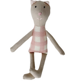8" Sand Gingham Cat in Pale Pink