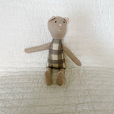 8" Tan Gingham Cat in Gray