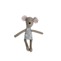 8" Tan Anemone Circus Mouse in Light Blue