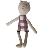 8" Sand Gingham Cat in Plum