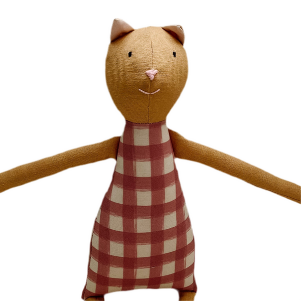 18" Honey Gingham Cat in Mauve Pink