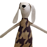 18" Sand Houndstooth Dog in Purple Fig