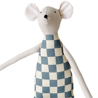 18" Sand Checkered Mouse in Slate Blue