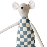 18" Sand Checkered Mouse in Slate Blue