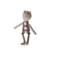 8" Sand Gingham Cat in Plum