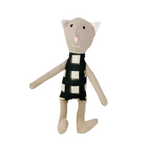 8" Tan Gingham Cat in Black