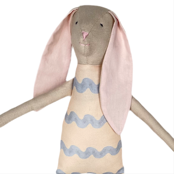 18" Sand RicRac Rabbit in Light Blue