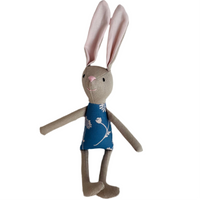 8" Tan Chrysanthemum Bunny in Blue