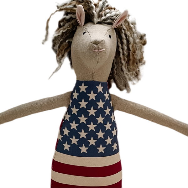18" Tan USA Flag Horse