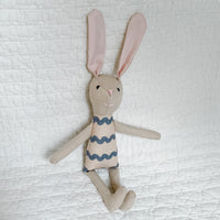 8" Sand RicRac Bunny in Dark Blue