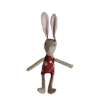 8" Tan Chrysanthemum Bunny in Cranberry