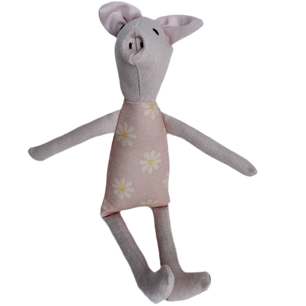 8" Pale Pink Pig in Pale Pink Daisy