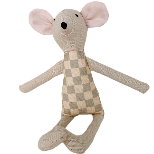8" Sand Checkered Mouse in Mint