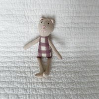 8" Sand Gingham Cat in Plum