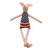 18" Pale Pink USA Flag Pig