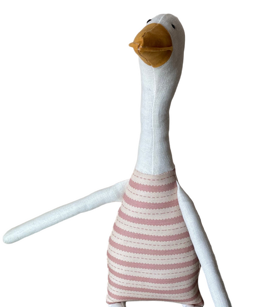 22" Cream Goose in Pink Silly Stripes