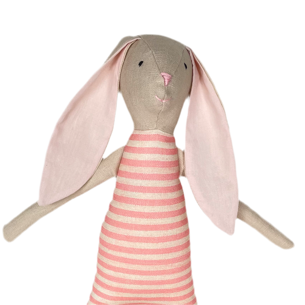 18" Sand Kale Stripe Rabbit in Pink