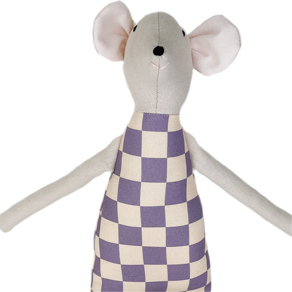 18" Sand Checkered Mouse in Lavender