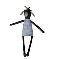 18" Dark Gray and Clay Cherry Blossom Donkey in Blue