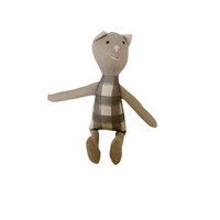 8" Tan Gingham Cat in Gray