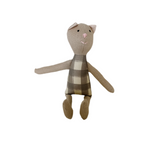 8" Tan Gingham Cat in Gray