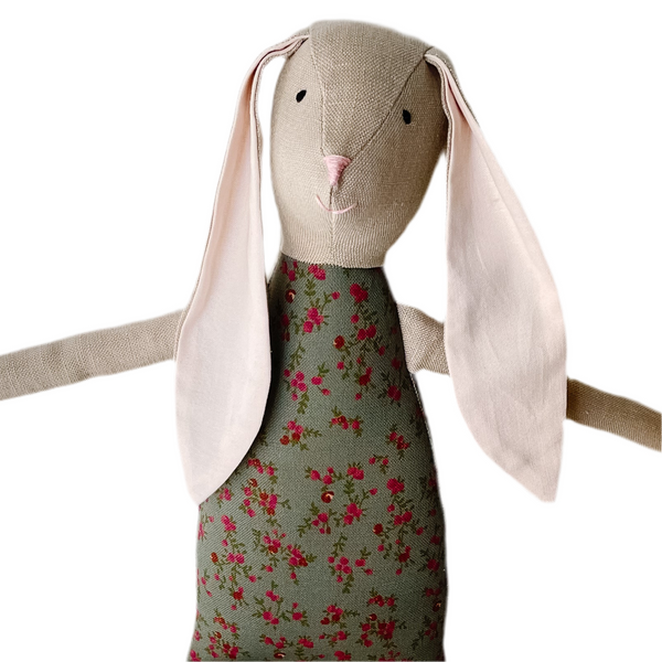 18" Tan Rose Patch Rabbit in Green