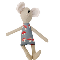 8" Tan Mushroom Mouse in Blue