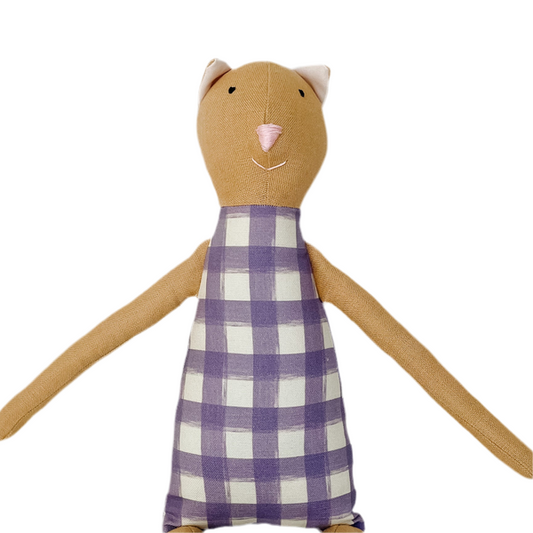 18" Honey Gingham Cat in Purple