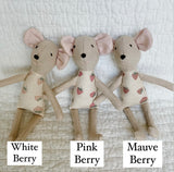 8" Sand Strawberry Mouse in White Berry