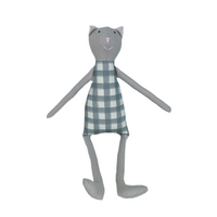 18" Tan Gingham Cat in Gray
