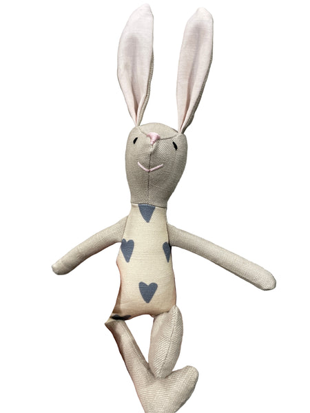 8" Tan Heart Bunny in Blue