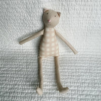 18" Sand Gingham Cat in Neutral