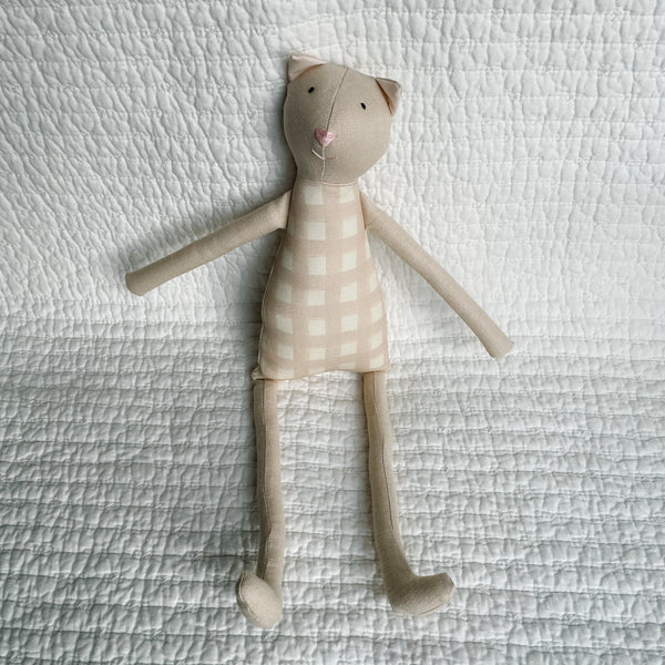 18" Sand Gingham Cat in Neutral