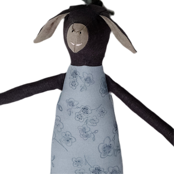 18" Dark Gray and Clay Cherry Blossom Donkey in Blue