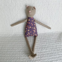 18" Tan Calico Cat in Purple