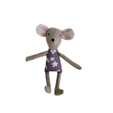 8" Tan Anemone Circus Mouse in Purple