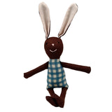 8" Brown Tiny Gingham Bunny in Blue