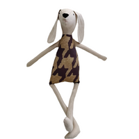 18" Sand Houndstooth Dog in Purple Fig